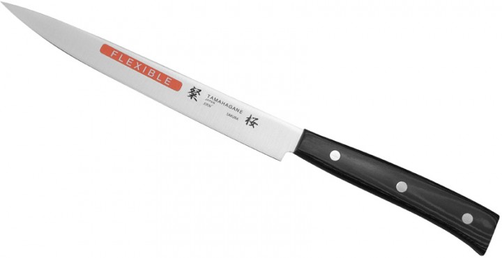 JAPOŃSKIE NOŻE RĘCZNIE KUTE Tamahagane Sakura Nóż do ryb elastyczny 16cm SNS-1121