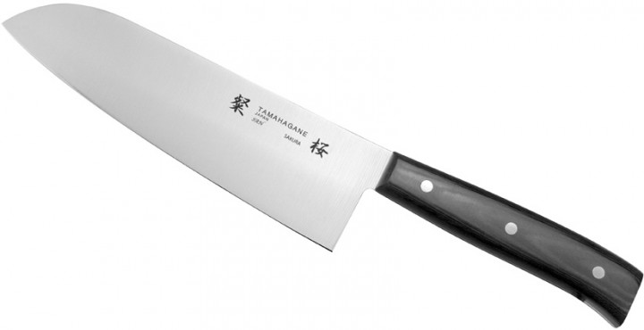 JAPOŃSKIE NOŻE RĘCZNIE KUTE Tamahagane Sakura Nóż Santoku 17,5cm SNS-1114