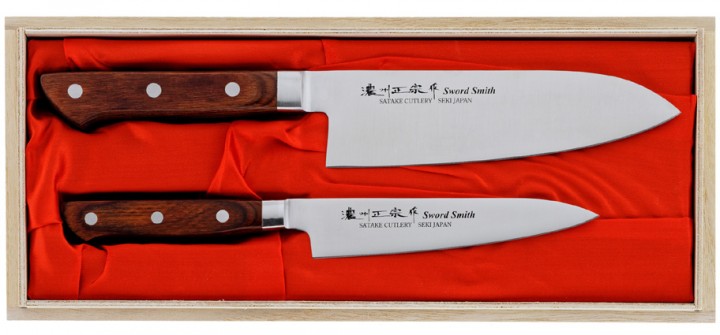JAPOŃSKIE NOŻE Zestawy Satake Kotori Zestaw 2 noży Uniwersalny i Santoku w drewnianym pudełku prezentowym HG8351W