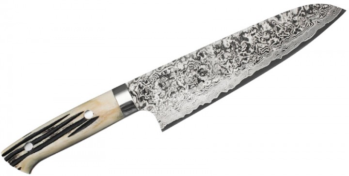 JAPOŃSKIE NOŻE RĘCZNIE KUTE Takeshi Saji WBB Ręcznie kuty Nóż Santoku 18cm R-2 H-R2D-SA-180WBB
