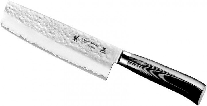 JAPOŃSKIE NOŻE RĘCZNIE KUTE Tamahagane Tsubame Black VG-5 Nóż Nakiri 18cm SNMH-1165